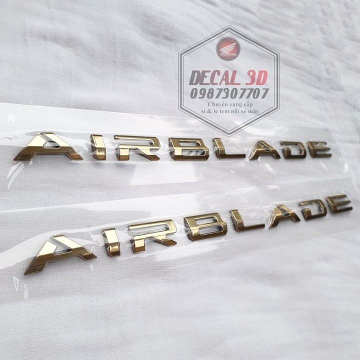 DECAL 3D CHỮ NỔI HONDA AIR BLADE HÀNG ZIN CAO CẤP - 3 MÀU