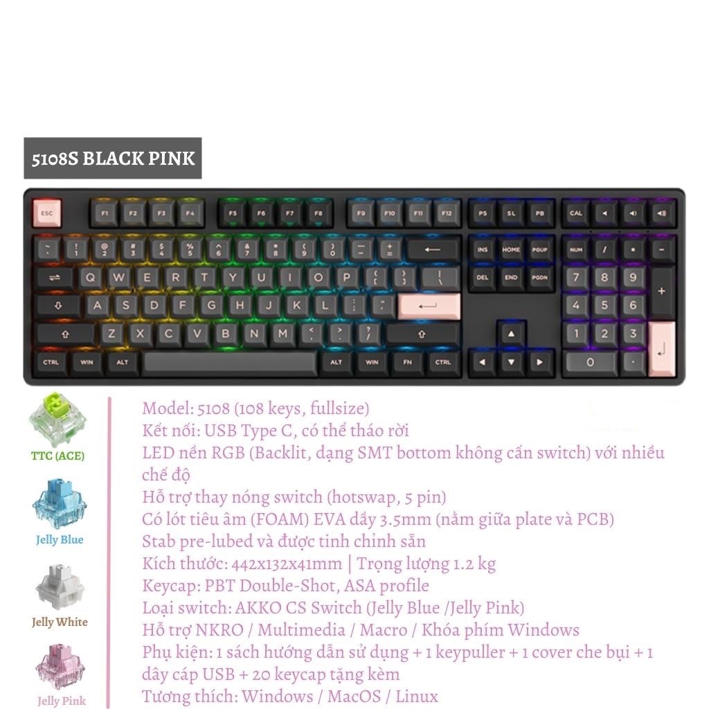 Bàn phím cơ AKKO 5108S Black Pink