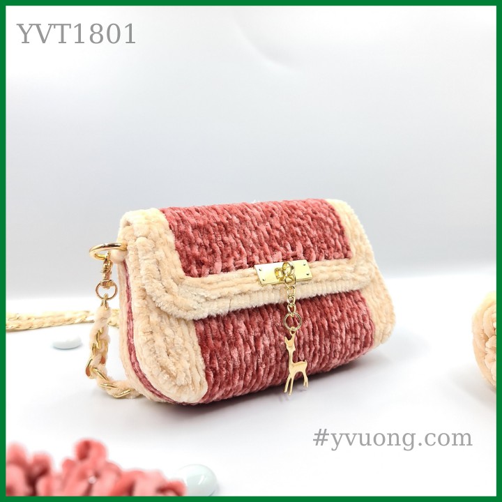 Túi Đeo Chéo Nữ Sợi Len Nhung Đan Móc Thủ Công - Túi Xách Handmade YVT1801