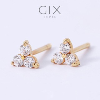 Bông tai bạc mạ vàng ghép 3 viên đá chất lượng cao cấp Cz Gix Jewel BT10