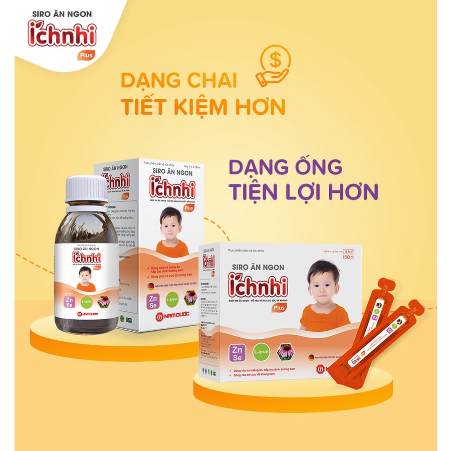 Siro ăn ngon Ích Nhi Plus lọ 100ml giúp nâng cao sức đề kháng, tăng chuyển hóa hấp thu dưỡng chất, giúp trẻ ăn ngon