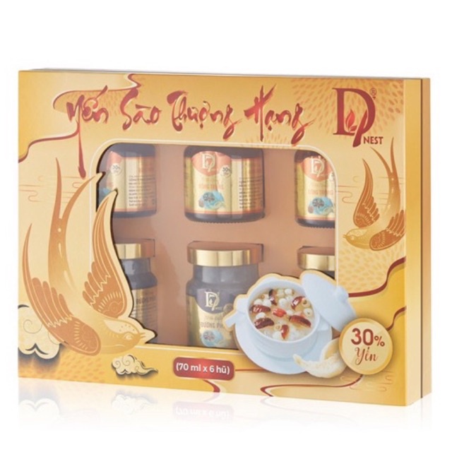 Lốc 6 hủ yến chưng ĐÔNG TRÙNG HẠ THẢO thơm ngon bổ dưỡng ( 30% yến ) - D7 quà biếu cao cấp