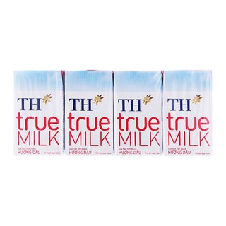 Lốc 4 hộp sữa tươi, th truemilk, hương dâu, 110ml