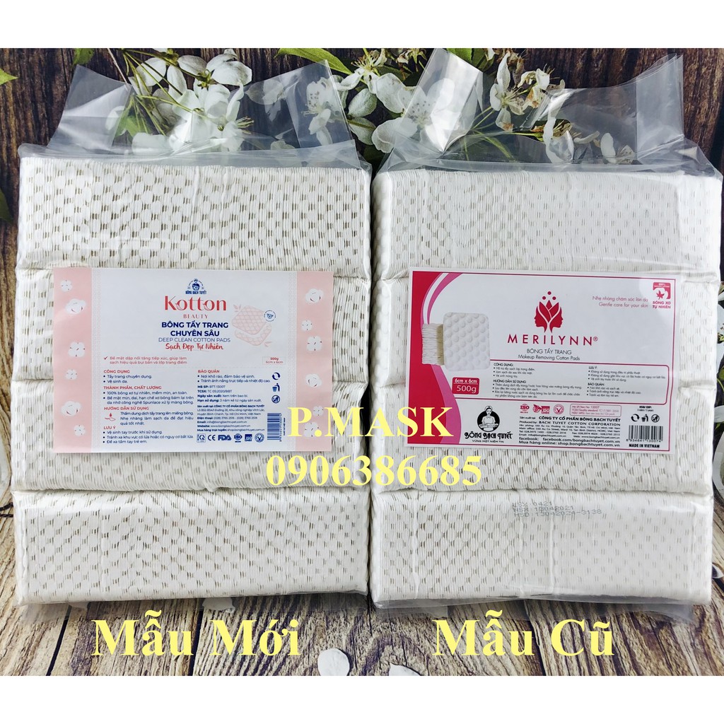 Bông tẩy trang Merilynn hạt massage 0,5gr / 1kg - chính hãng Bông Bạch Tuyết