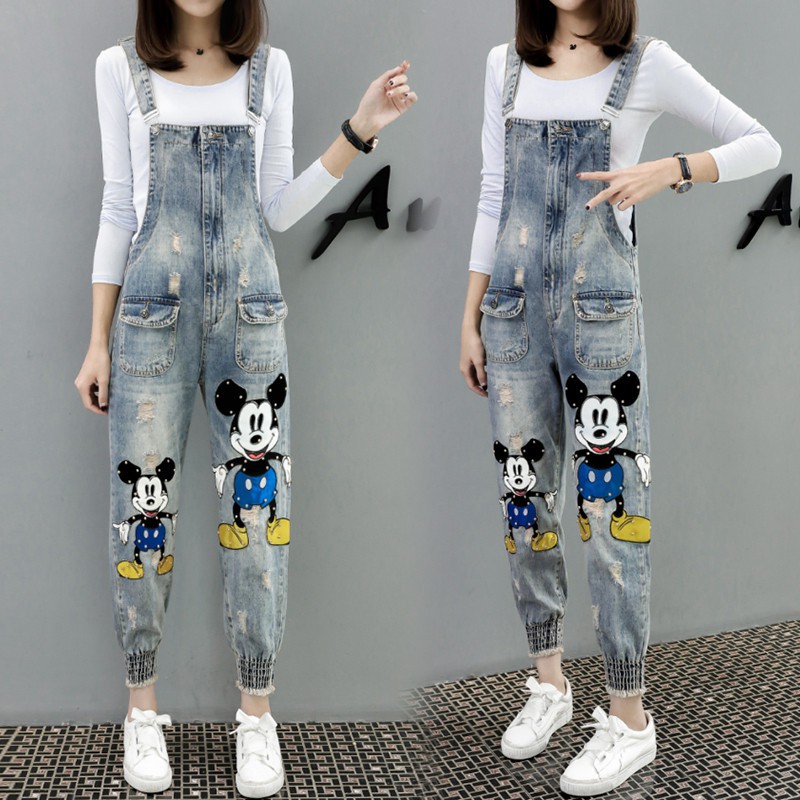 Quần Yếm Jean Chuột Mickey 58 -70 Ký mặc
