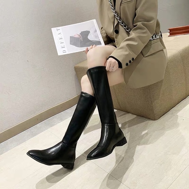 [ SẴN NÂU 37 Hàng đang về  ] Mã T2 Boots đùi trơn basic da lì bóng 2019 | BigBuy360 - bigbuy360.vn