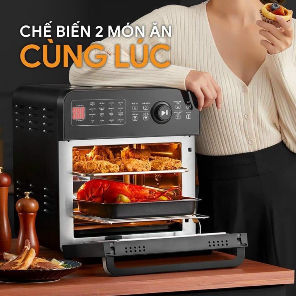 Nồi chiên không dầu, lò nướng HAZMIKOR CS 1800W 16L vỏ nồi inox Công nghệ Italia BH 12 tháng chính hãng Kho sỉ Nhật Minh