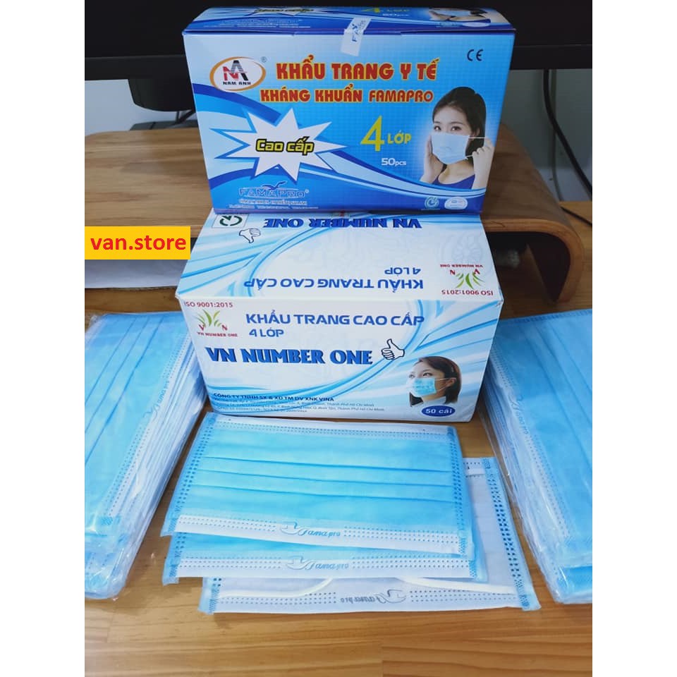 [Hộp 50 Cái] Khẩu Trang Y Tế 4 Lớp Cao Cấp FAMAPRO/ VN NUMBER ONE - Tiêu Chuẩn ISO 9001:2015