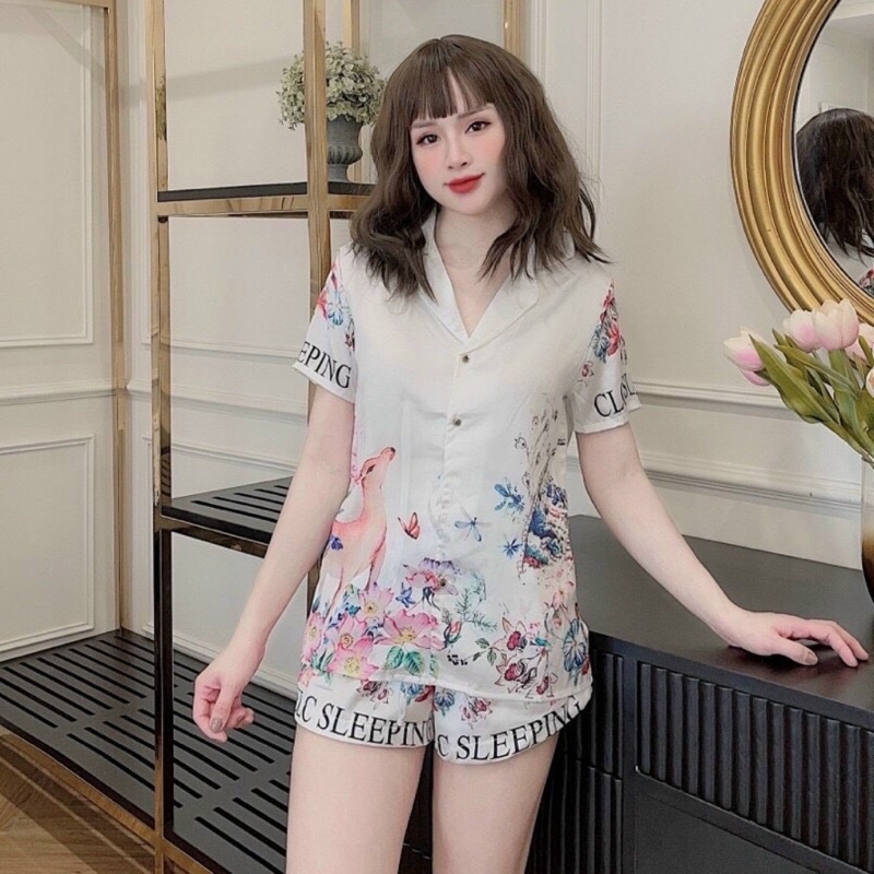 Bộ đồ pijama, bộ lụa satin tay cộc cao cấp hoạ tiết siêu xinh