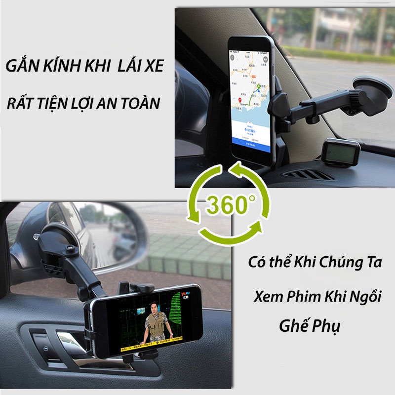 Giá Đỡ Điện Thoại Trên Ô Tô – Xoay 360 Độ - Gắn Được Trên Cả Taplo, Kính Và Khe Cửa Gió Điều Hòa VER 1 CARZONE,TOP