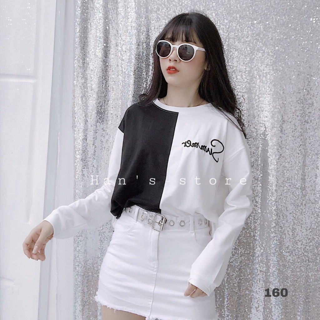 Áo thun tay dài phối hai màu cá tính TTS0088