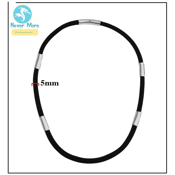 Dây chuyền Dù Thái màu đen bọc khoen inox trơn khóa gài vip - Thể hiện đẳng cấp phái mạnh