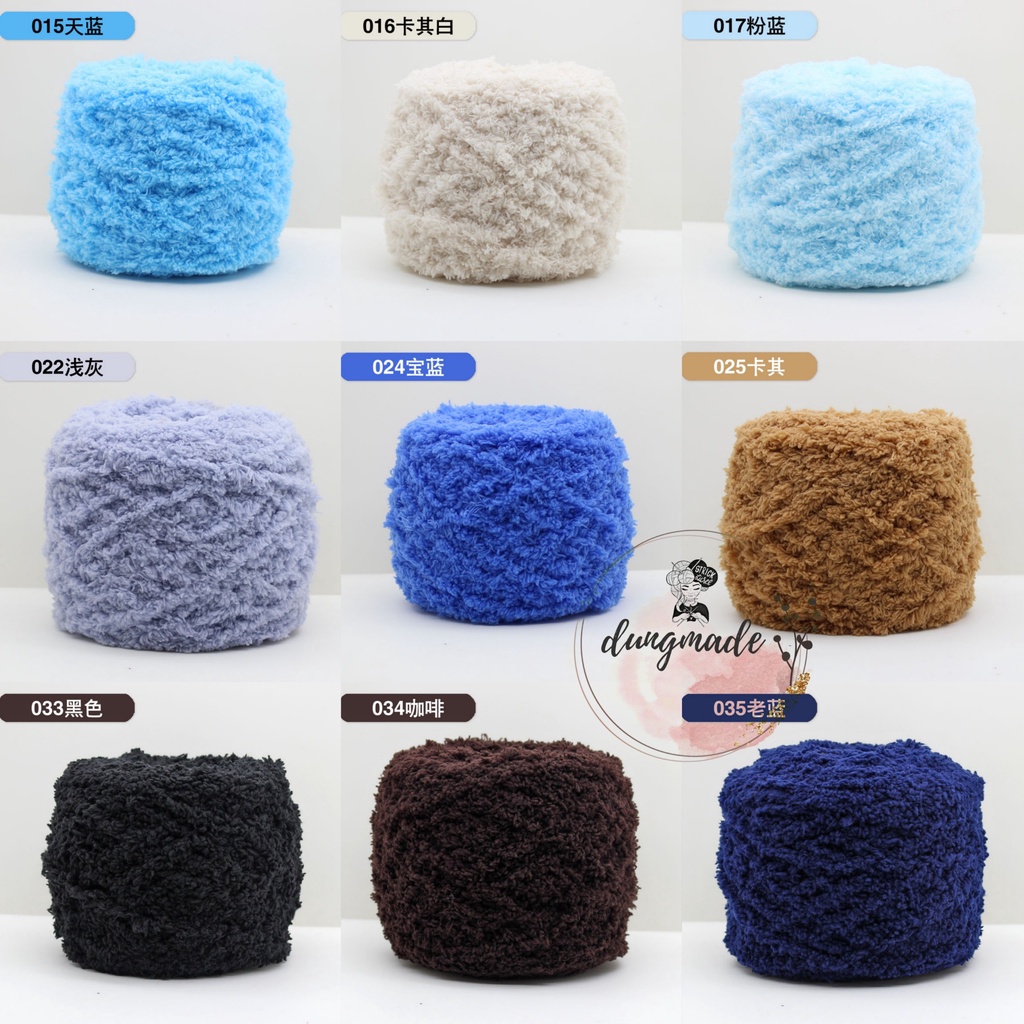len đan khăn len bông xù đan khăn mũ cuộn len 100gr rất mềm rất ấm