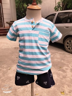 Bộ Zara kẻ xanh bé trai(có ảnh thật)