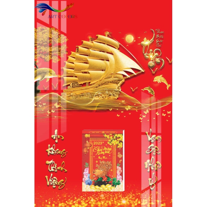 Lịch Gỗ Treo Tường Tráng Gương 2024 Thuận Buồm Xuôi Gió  TẶNG BLOC ĐẠI
