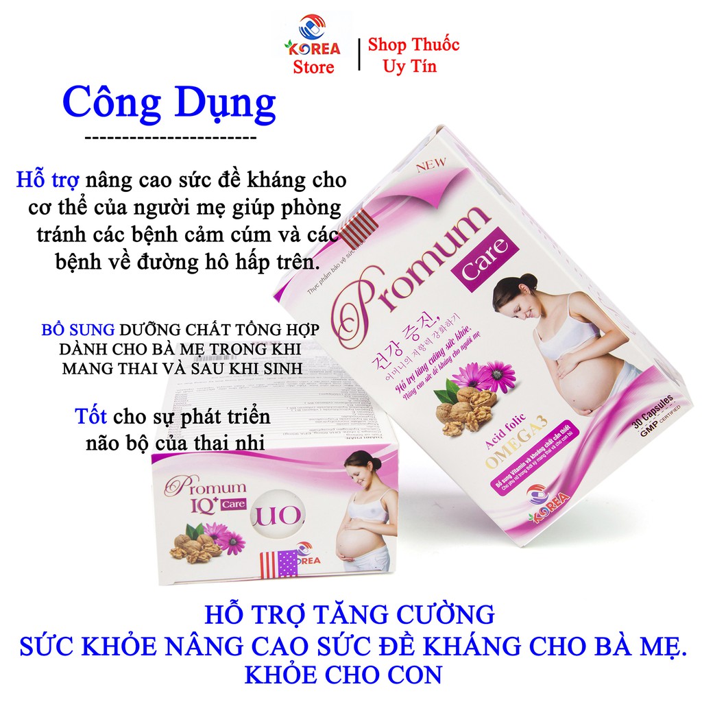 Omega 3 PROMUM CARE nâng cao sức đề kháng cho cơ thể của mẹ và bé, lọ 30 viên