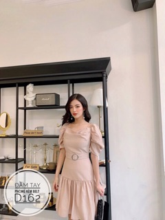 Bigsize Đầm tay phồng kèm belt D162