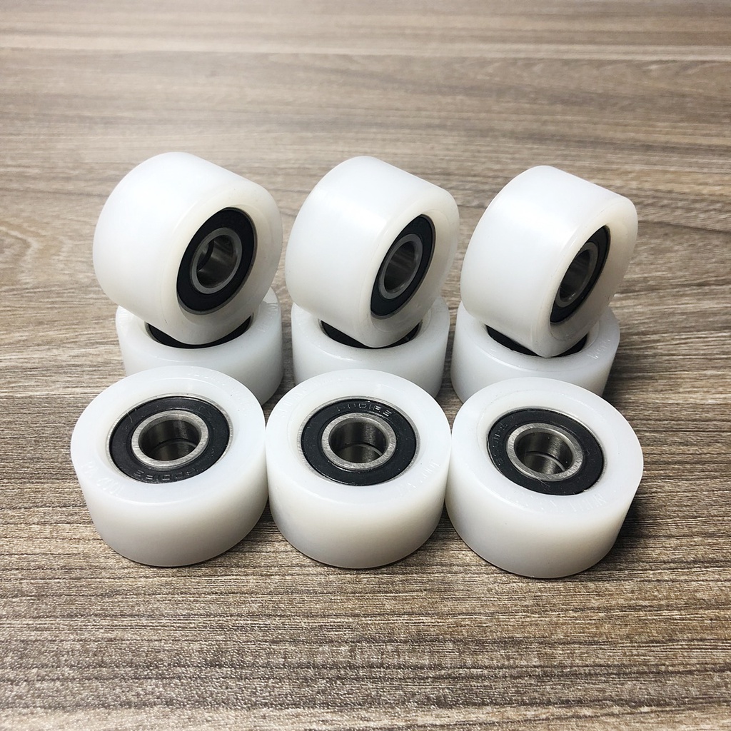 Bánh xe nhựa, bánh xe cửa lùa, Bánh xe thay thế kẹp treo cửa kính, bền, chịu lực lớn, chống mài mòn - đường kính 42mm