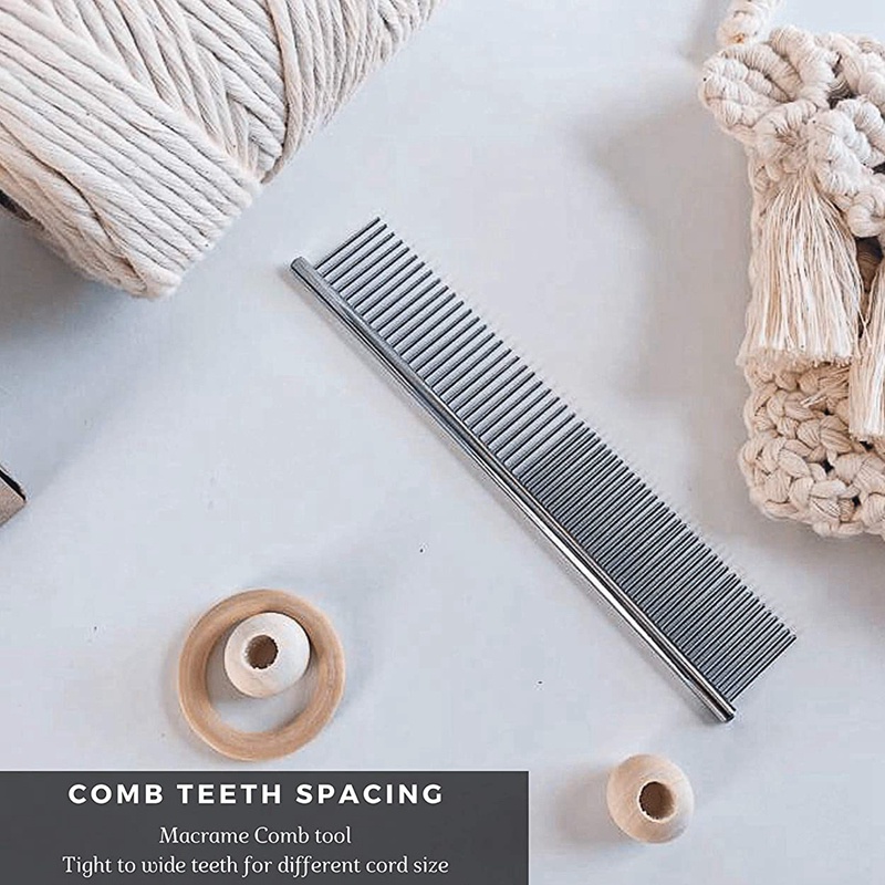 Lược Macrame Bằng Thép Không Gỉ Dùng Chải Tóc Xuyên Qua Dây Cotton