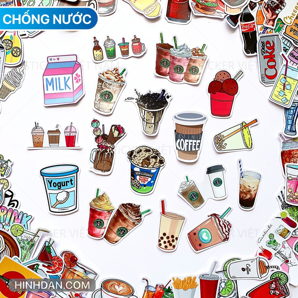 [HCM] Sticker Đồ Uống - Drink CHỐNG NƯỚC Dán Nón Bảo Hiểm | Sticker Việt Nam