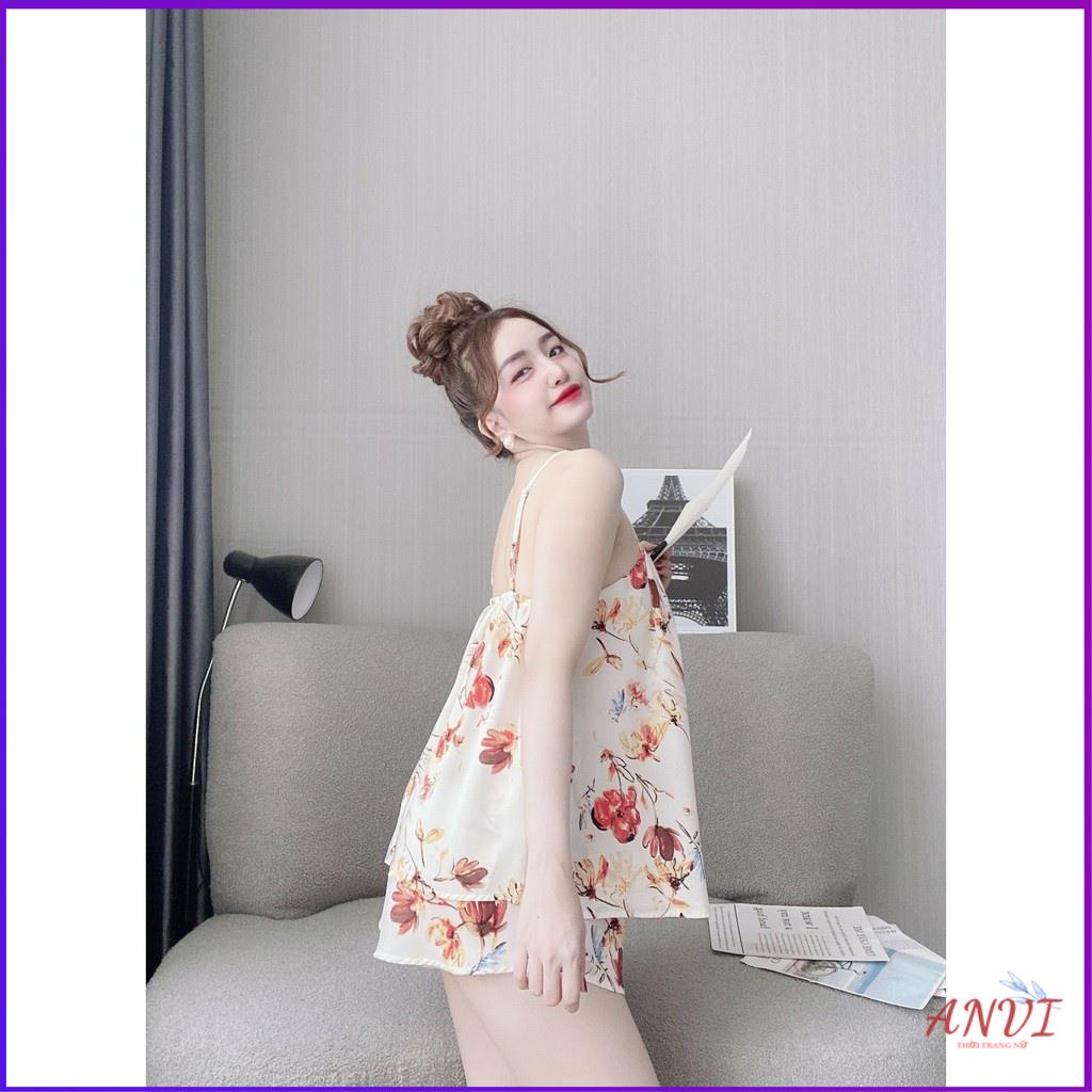 Bộ lụa mặc nhà 2 dây ANVI Đồ Bộ Nữ Đồ Bộ Mặc Nhà Hai Dây Lụa Dễ Thương Cao Cấp . | BigBuy360 - bigbuy360.vn