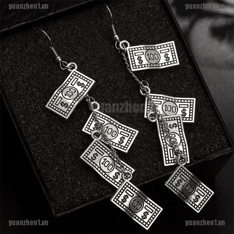 Đôi bông tai hình tờ tiền cổ điển độc đáo