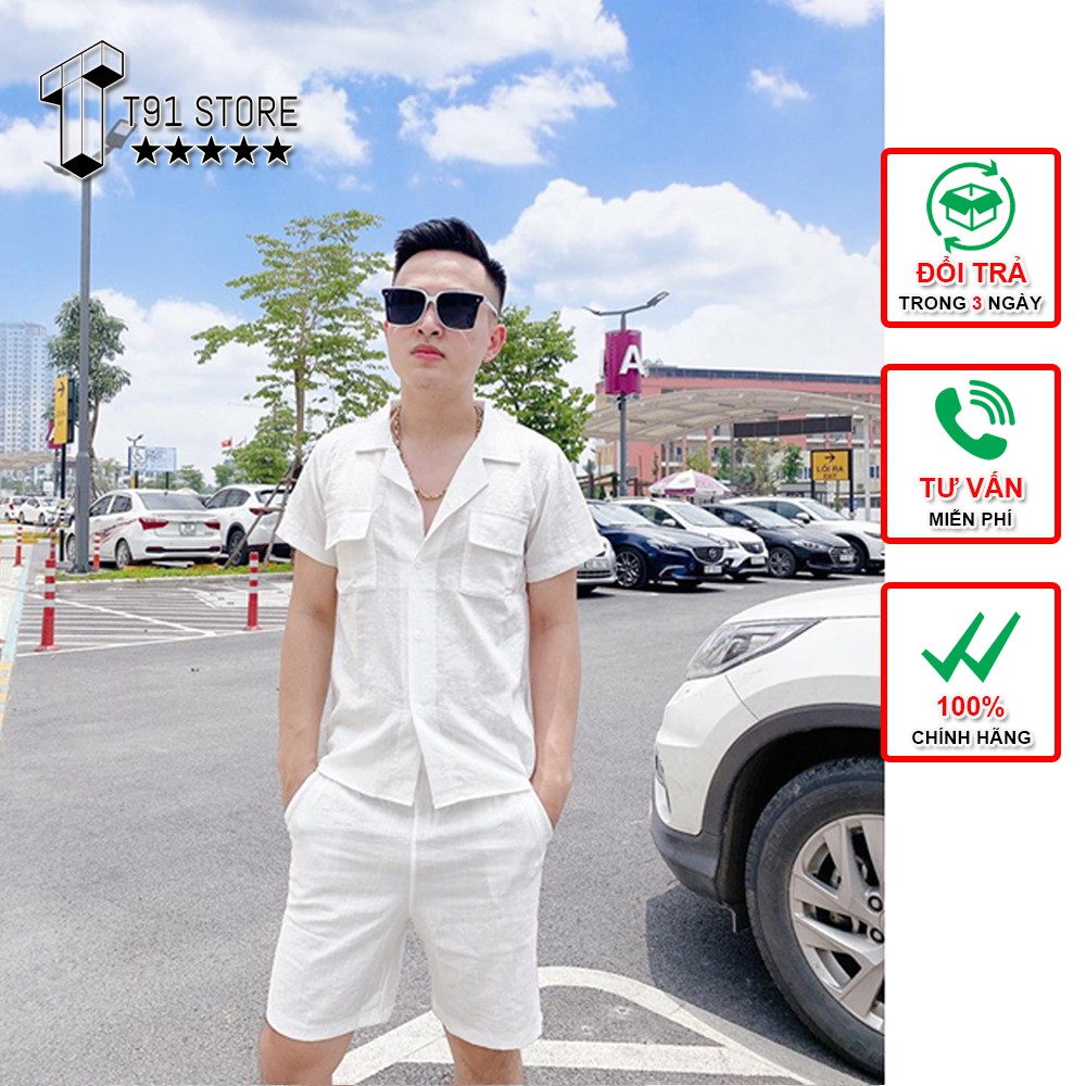 Bộ đũi nam ✅FREESHIP✅ Bộ đũi nam cộc tay, cúc cài, cổ bẻ vải đũi cao cấp, thoáng mát mặc cực nhẹ