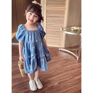 Váy hoa chất đũi hàn mát mùa hè cho bé - váy mùa hè bé