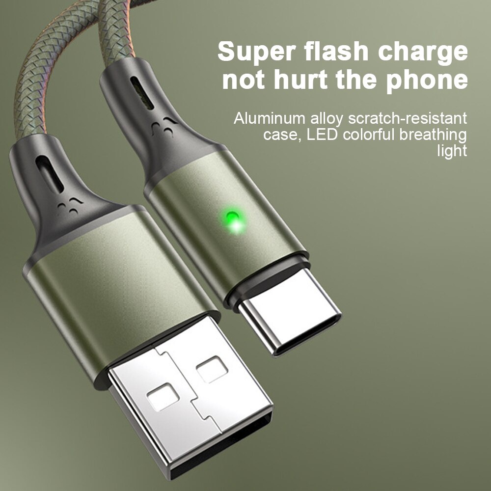 Dây cáp sạc nhanh 3A cổng USB type C cho Android Apple