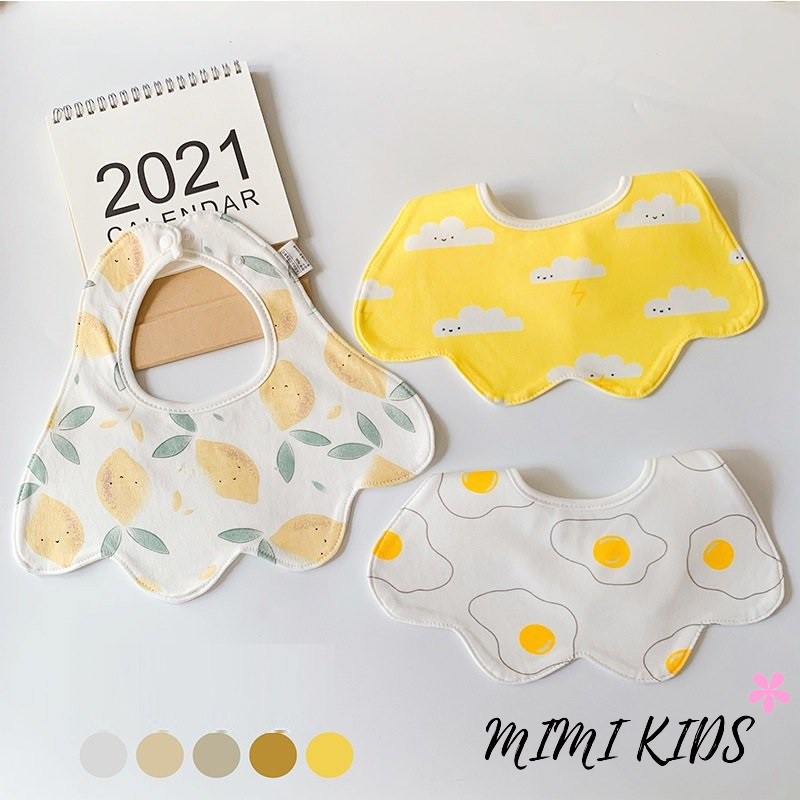 Set 3 yếm cổ hình dẻ quạt Cotton mềm mại cho bé Mimi Kids YC07
