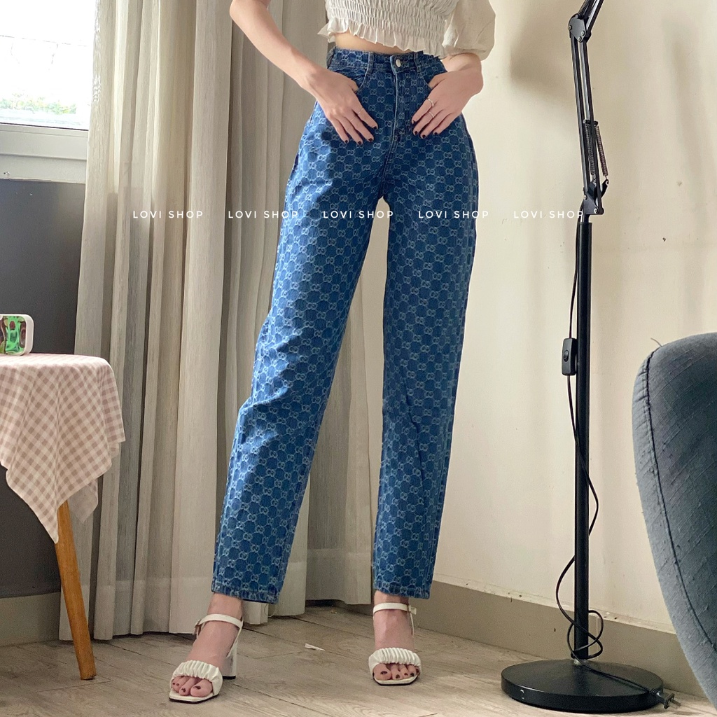 Quẩn jeans baggy họa tiết xinh xắn Lovi