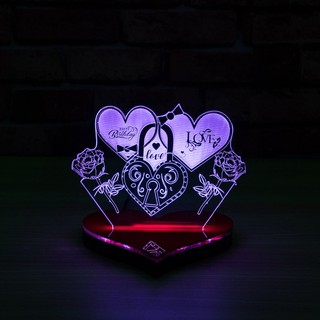 Mô Hình Đèn Led 3D 2 Trái Tim Tình Yêu