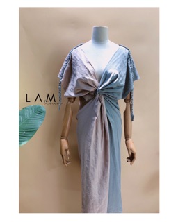 Đầm xoắn eo 2 màu - vải linen