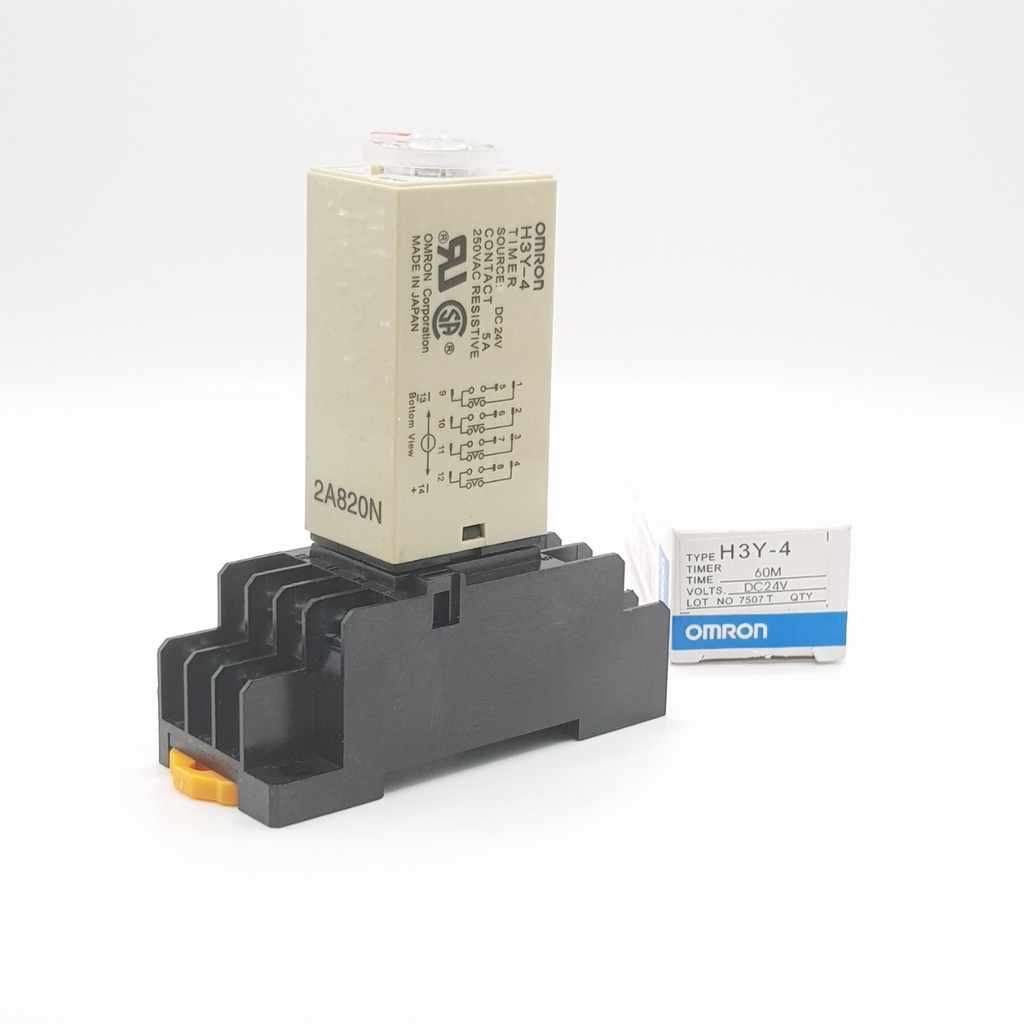 Relay thời Gian H3Y-4, H3Y-4 24V 60M, rơ le thời gian, timer hẹn giờ. H3Y-4/H3Y-2, 24V 60 phút