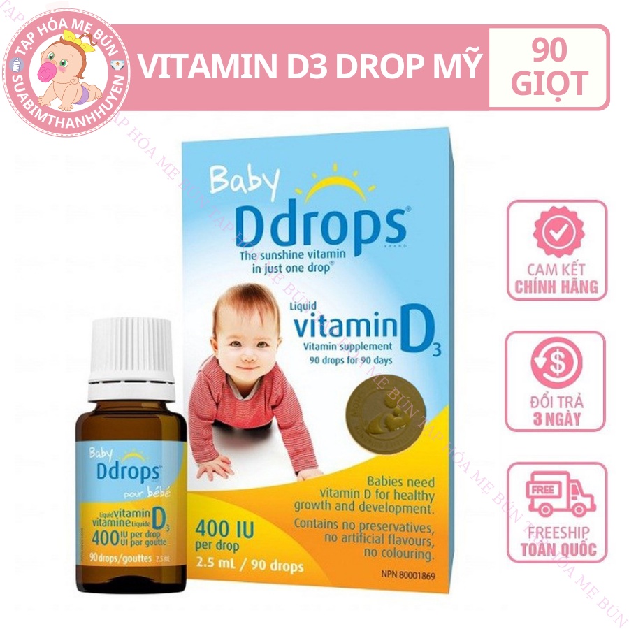 Baby Ddrops Vitamin D3 Cho Trẻ Sơ Sinh 90 Giọt Của Mỹ