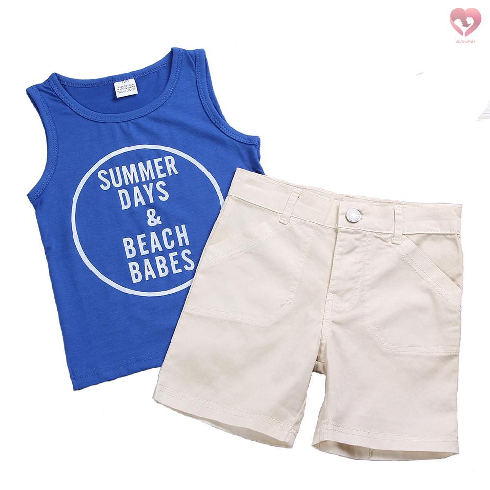 Set Áo Thun Ngắn Tay Cổ Tròn + Quần Short Denim Cho Bé Trai Từ 9 Tháng - 4 Tuổi