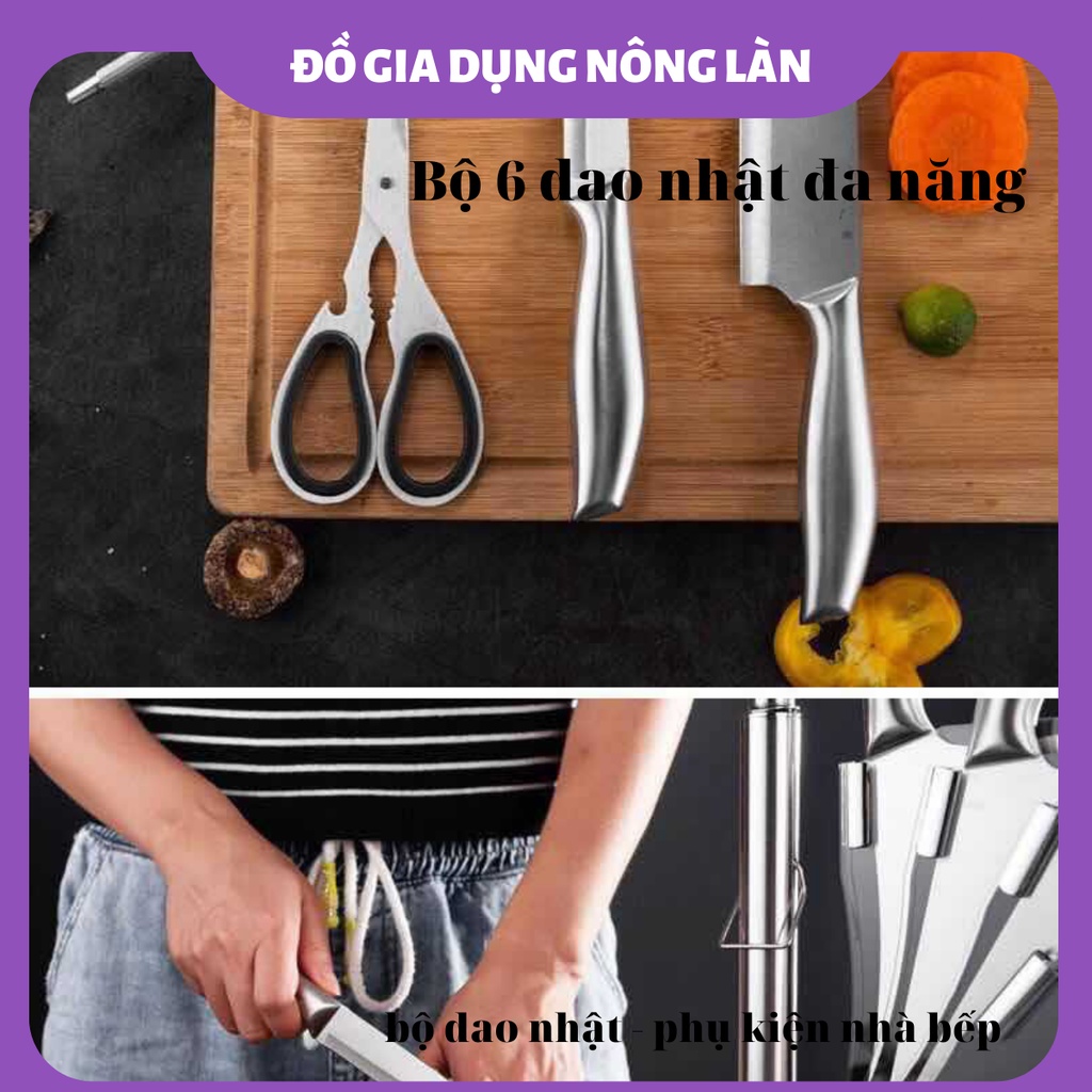 Bộ Dao Kéo 6 Món Nhật Bản Cao Cấp, Sét Dao 6 Món Thép Nhật Bản Chống Gỉ siêu rẻ