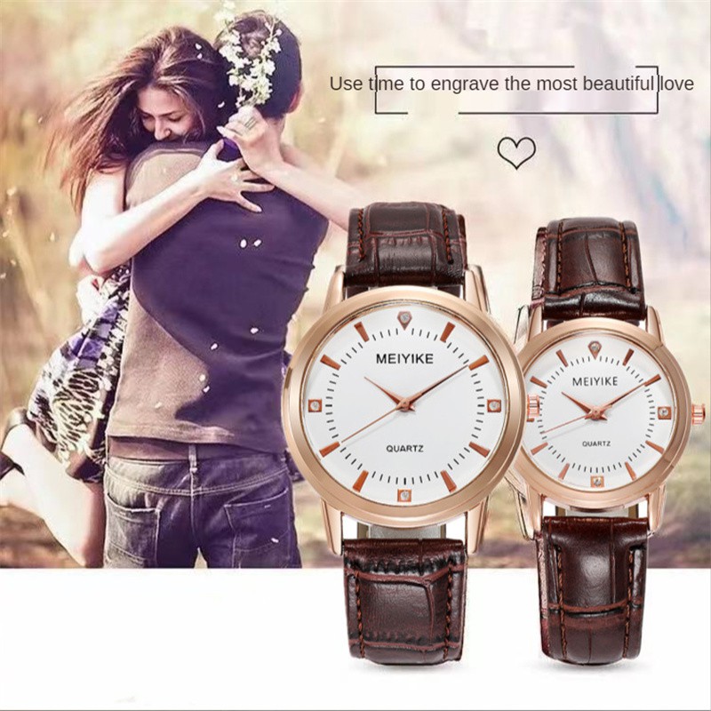 Đồng Hồ MEIYIKE Dây Da PU Mặt Tròn Đính Đá Thời Trang Thiết Kế Đơn Giản Thời Trang Trẻ Trung Cho Nữ