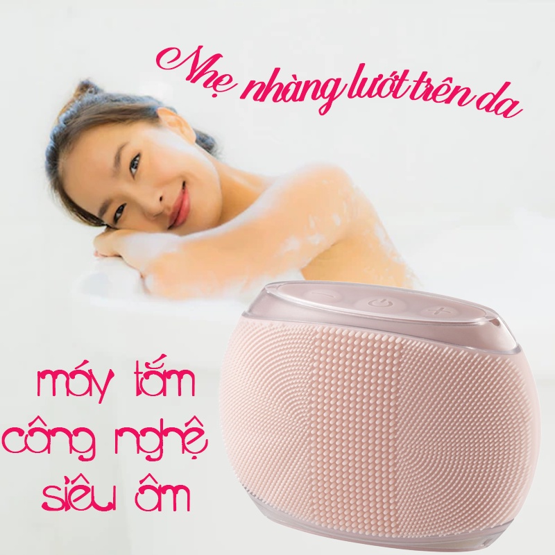 Máy tắm tẩy tế bào chết và massage cơ thể silicon công nghệ siêu âm HoMedics BDY-300 màu hồng