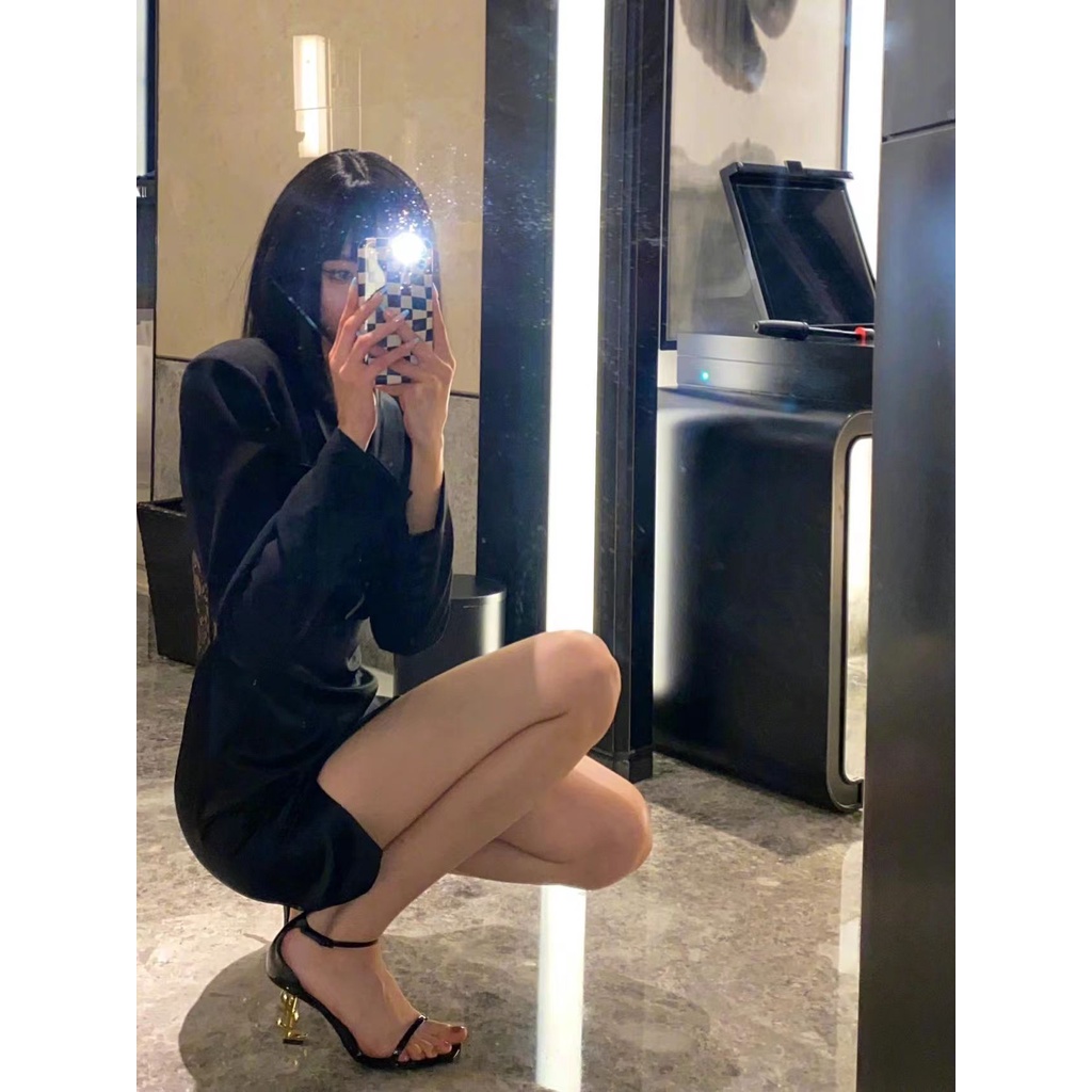 Giày Cao Gót 9Cm Chất Liệu Da Bóng Màu Vàng