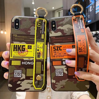 Ốp Điện Thoại Họa Tiết Rằn Ri Quân Đội Có Dây Đeo Cổ Tay Cho Iphone12promax X / Xr Se2