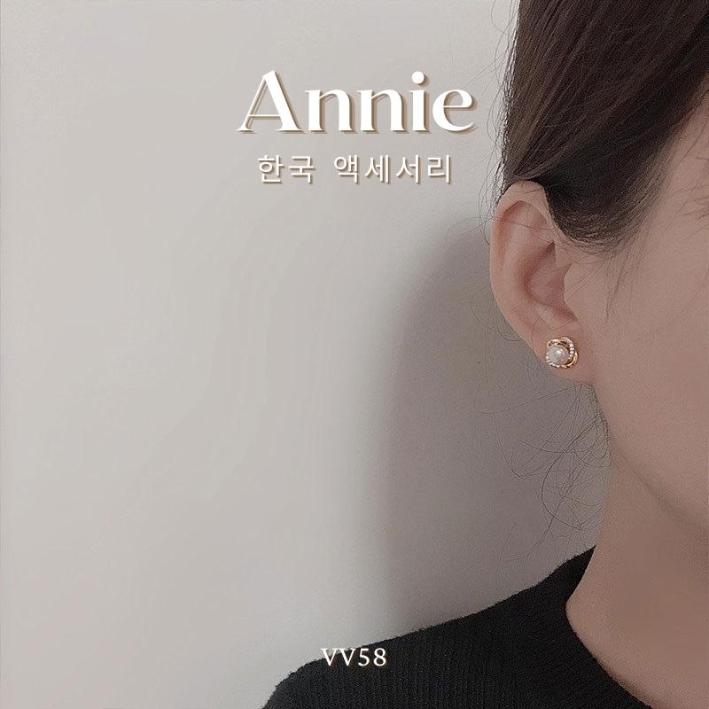 Bông tai nữ ngọc trai nhân tạo nhỏ đính đá basic đơn giản thanh lịch Annie - VV58