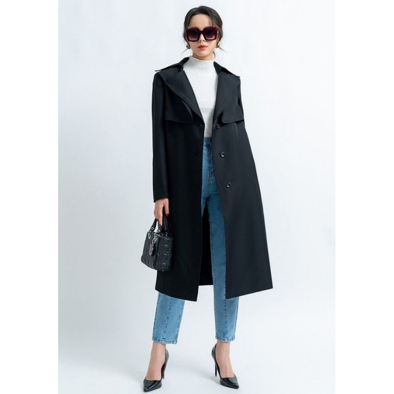 Áo măng tô nữ dáng dài cổ bẻ 2 tà 92wear new nguyên tag mác