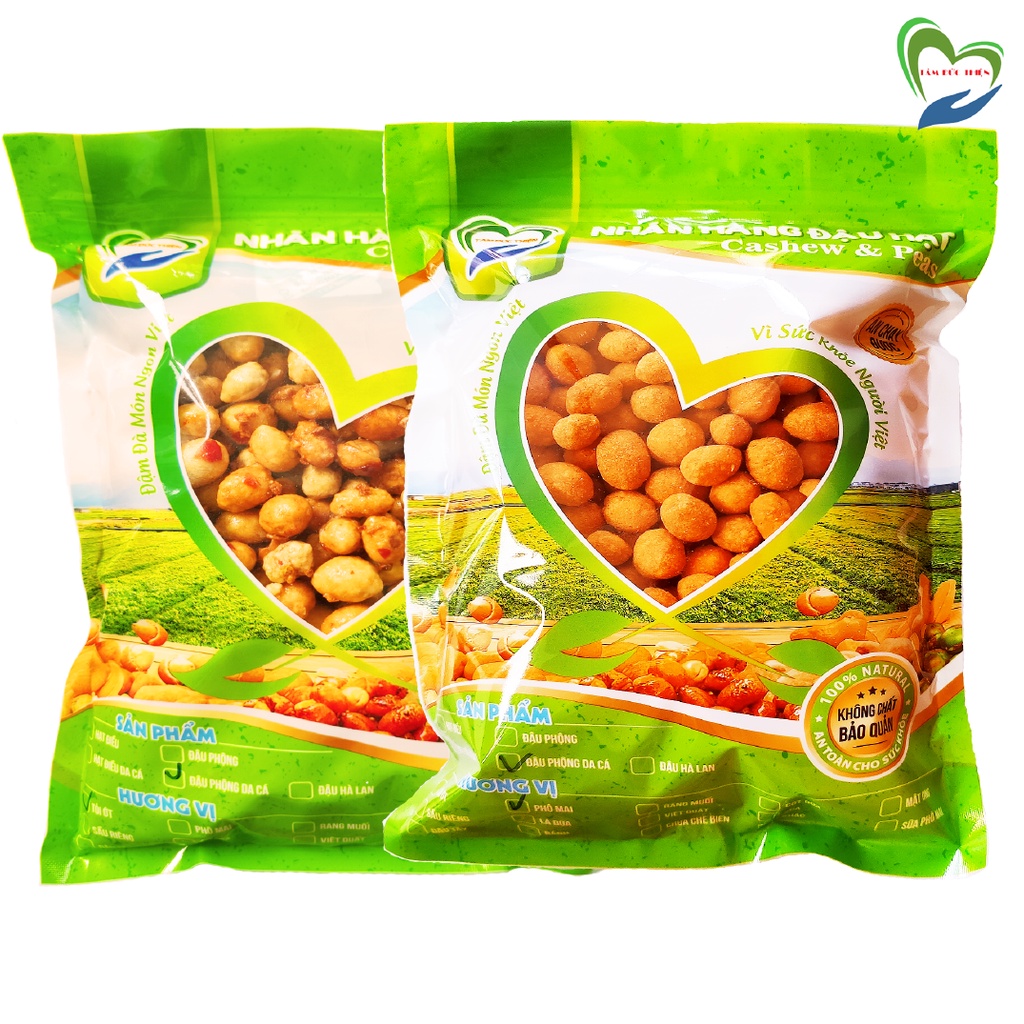 Combo 1KG Đậu Phộng Da Cá 2 Vị: Tỏi Ớt và Phô Mai Tâm Đức Thiện 2 x Túi 500GR