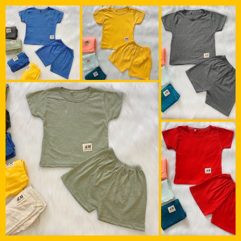 (Ảnh chụp thật) Bộ cotton HM cho bé trai bé gái