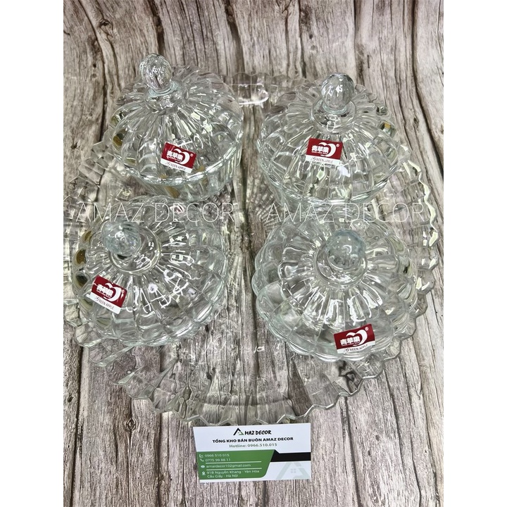 SALE NHẤT NĂM Thố hũ thủy tinh đựng mứt có nắp hạt dưa hình quả bí ngô dày dặn chất lượng cao