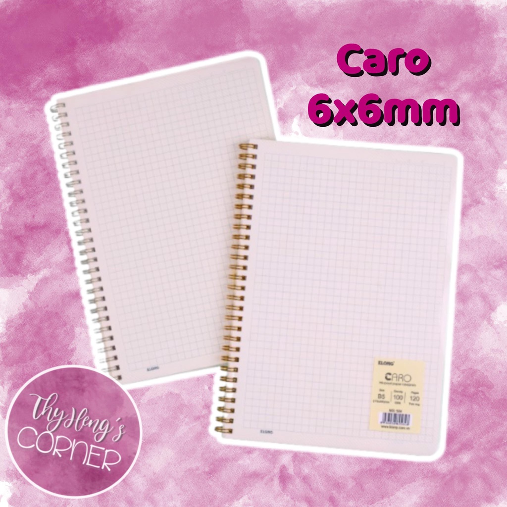 Sổ lò xo kép B5 KLONG Caro 6x6mm bìa nhựa trong - MS: 584 - 120 trang