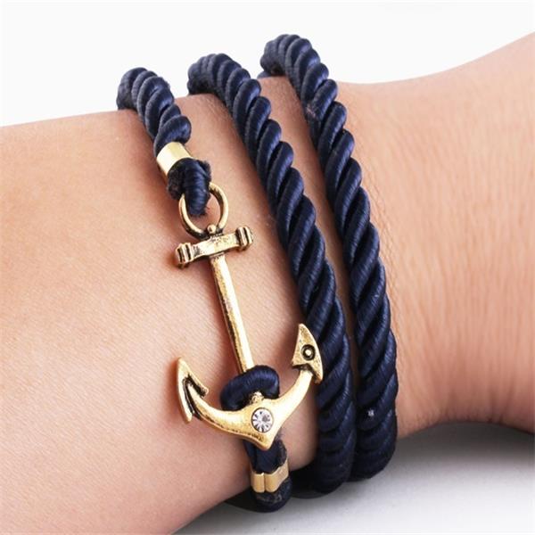 Vòng Tay Dây Bện Mặt Hình Mỏ Neo Phong Cách Retro