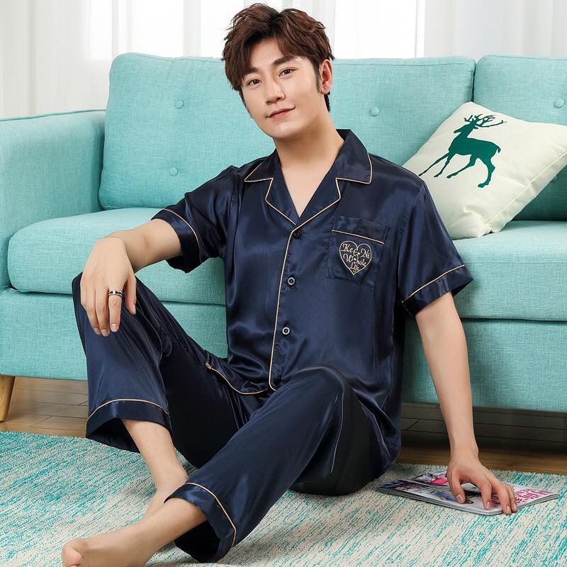 PY1804 - Bộ pyjama nam ngắn tay chất lụa hàng nhập