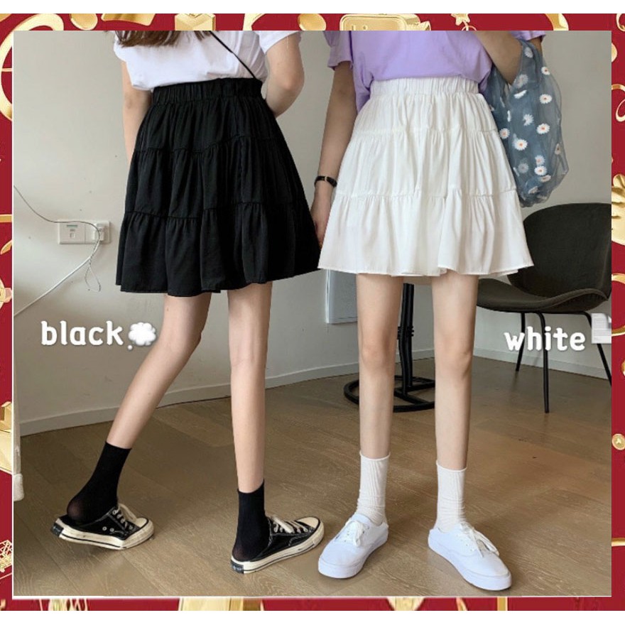 Chân váy chữ A xòe 2 tầng Hàn Quốc. Đầm Ngắn Nữ Chất Đũi Kèm Lót 2 Màu